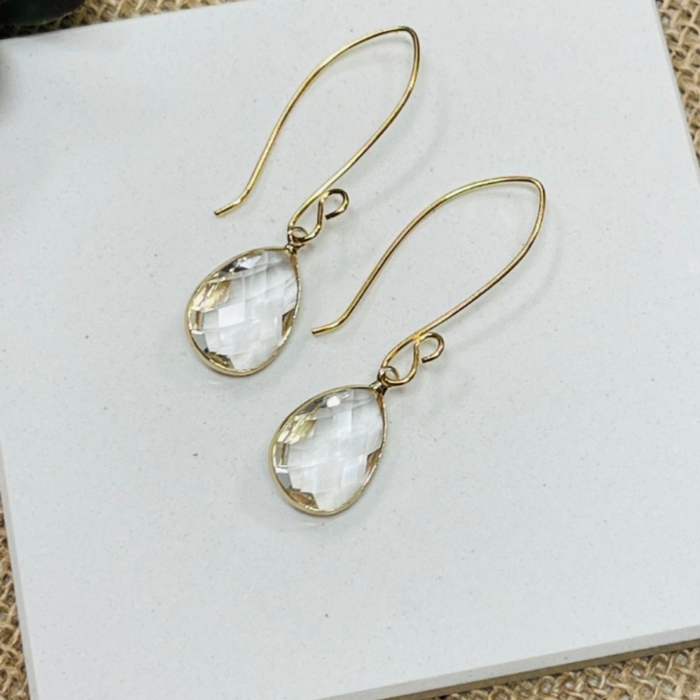 Crystal Drop Gold Earrings